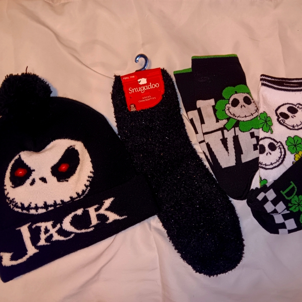 Nightmare Before Christmas;Jack Skellington Beanie and sock bundle!!